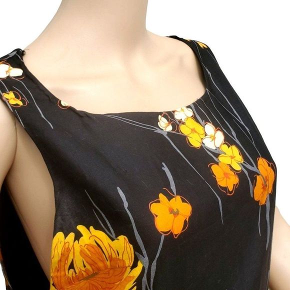 Vintage Black Shift Dress Big Print Snyder Craft California Women Size 6 8 - Picture 5 of 10